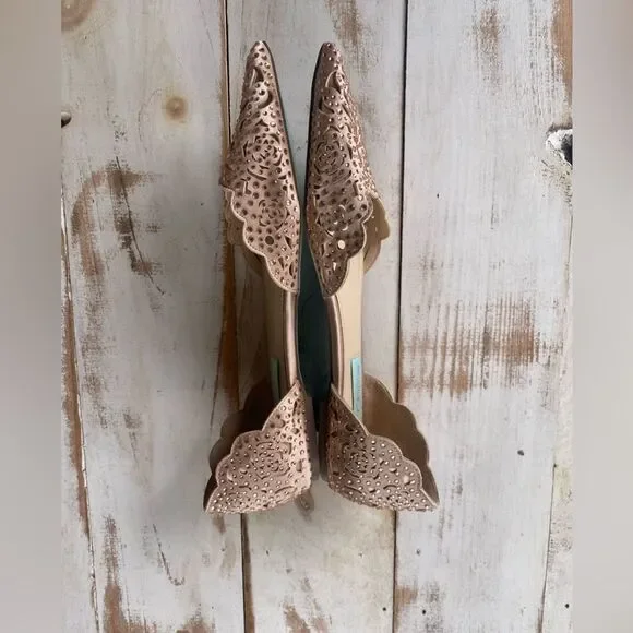 Blue by Betsey Johnson “Lucy” Wedding Flats Lucy formal shoes prom rhinestones - Picture 7 of 11